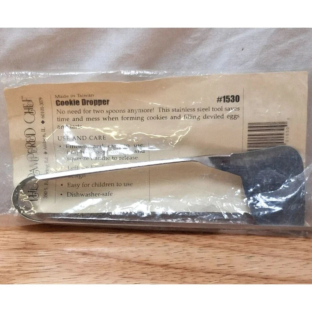 Vintage Pampered Chef Retired Stainless Steel Cookie Dropper NEW Hen Logo #1530